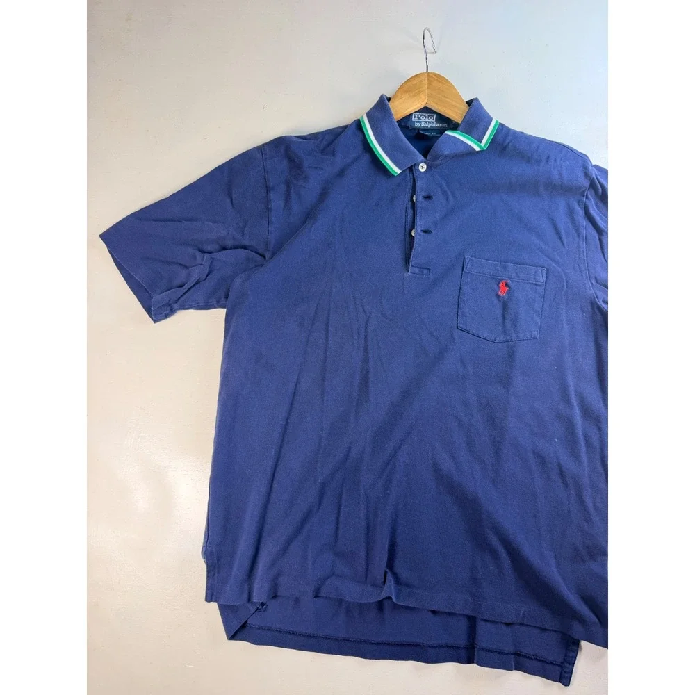 Polo Ralph Lauren Polo Shirt Mens Medium Blue Excellent Pima Cotton Golf Fit